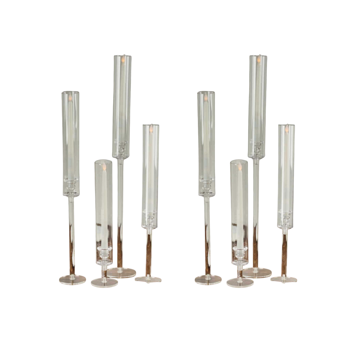 Complete LED Candle & Clear Holders- Table Set Up of 8 (add on rental)