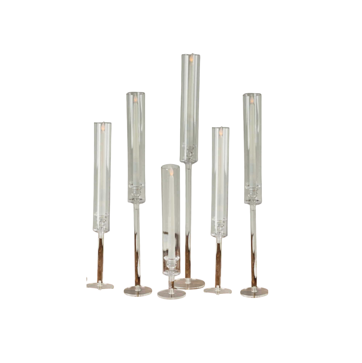 Complete LED Candle & Clear Holders- Table Set Up of 6 (add on rental)